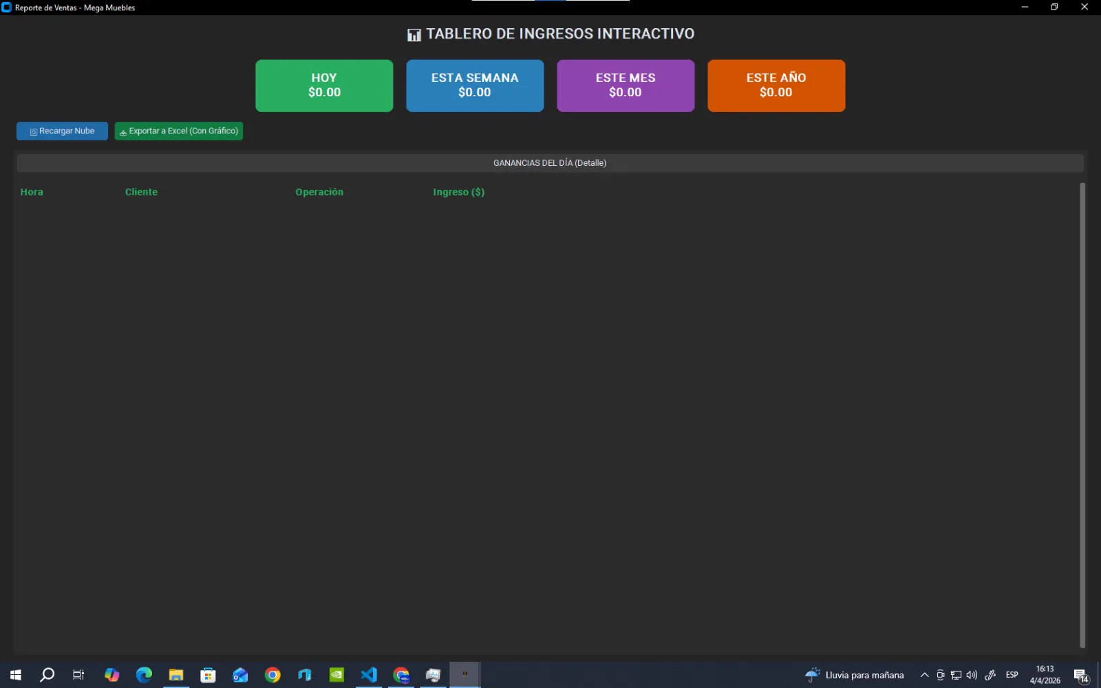 Mockup de dashboard de Carnicería